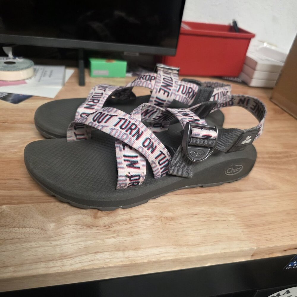 Chaco Womens Sandals 9 White Blue Sport Hiking Woodstock Outdoor - Picture 2 of 6